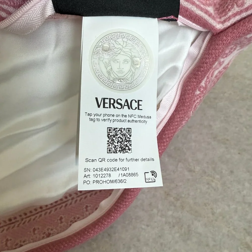 Versace Medusa Wool/Cashmere Pink Pillow Cushion, large, New Made in Italy‎